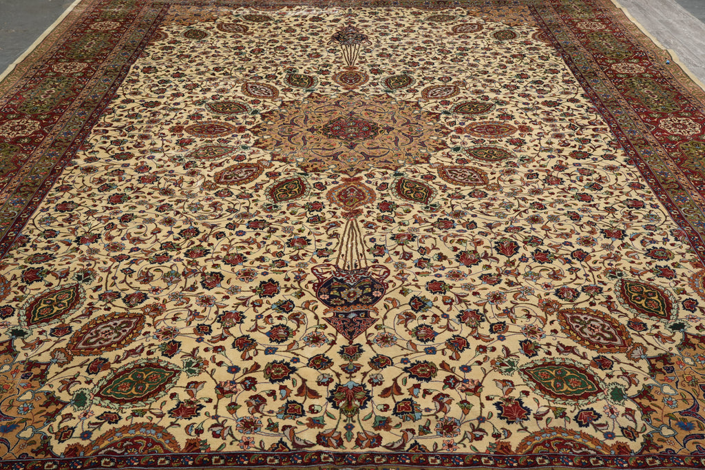 11.8 x 16.3 High Quality 400 KPSI Authentic Persian Tabriz Rug Sheik Safi  Iran 1980's #PIX-15080