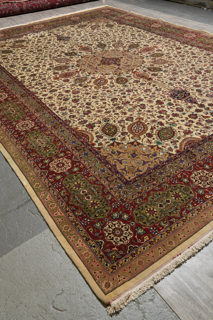 11.8 x 16.3 High Quality 400 KPSI Authentic Persian Tabriz Rug Sheik Safi  Iran 1980's #PIX-15080