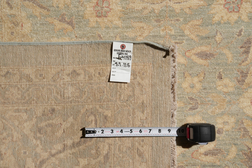 8.9 x 11.8 Neutral Pastels Handmade Peshawar Rug #F-4189