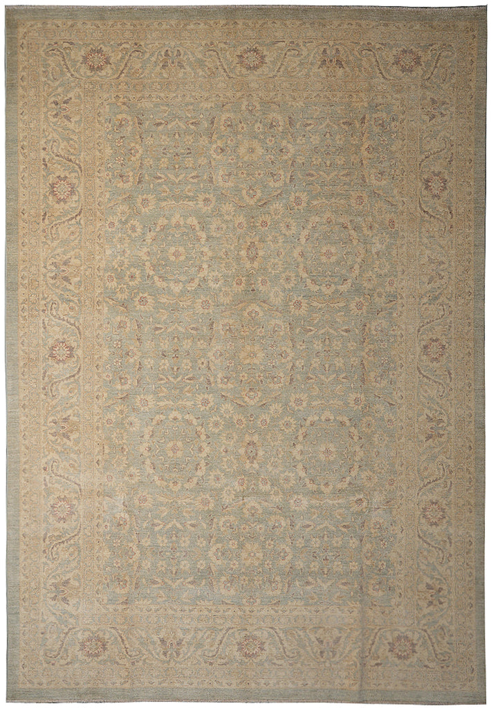 8.9 x 11.8 Neutral Pastels Handmade Peshawar Rug #F-4189