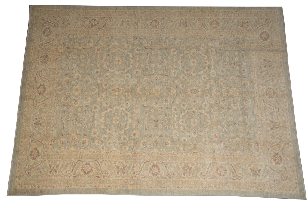 8.9 x 11.8 Neutral Pastels Handmade Peshawar Rug #F-4189