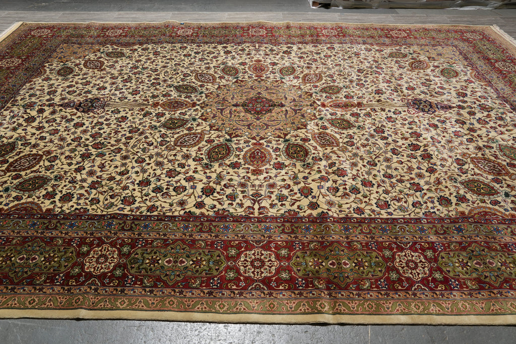 11.8 x 16.3 High Quality 400 KPSI Authentic Persian Tabriz Rug Sheik Safi  Iran 1980's #PIX-15080