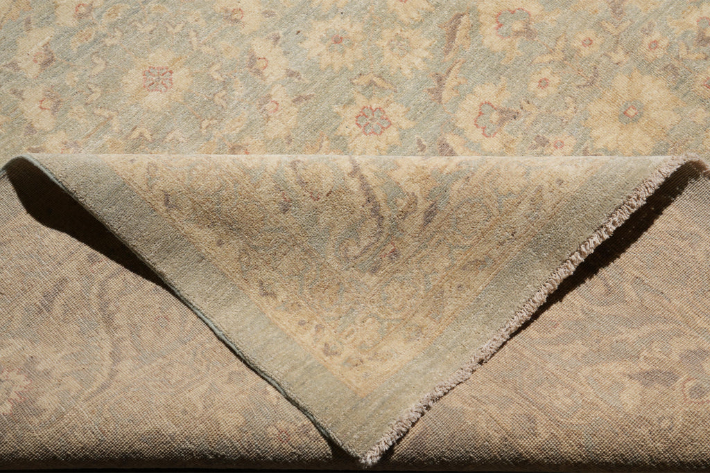 8.9 x 11.8 Neutral Pastels Handmade Peshawar Rug #F-4189