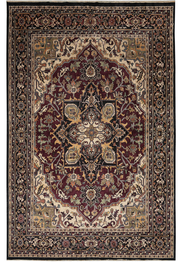 12 x 18 New Handmade Wool Heriz Rug Burgundy #F-4498