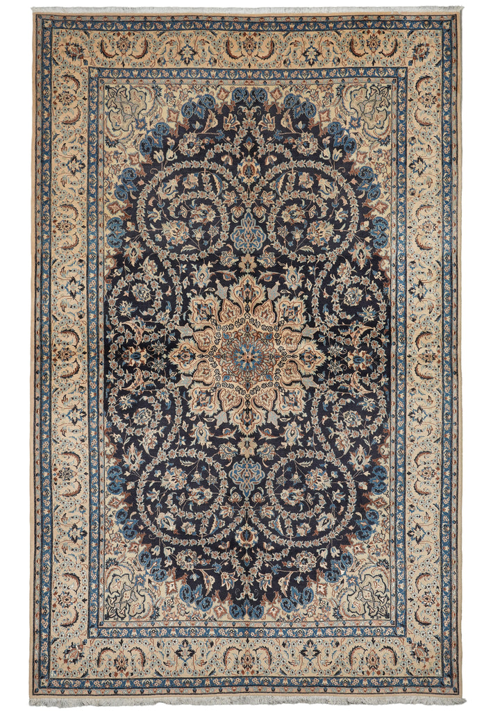 6.9 x 10 Ivory Persian Wool & Silk Nain Rug #PIX-16739