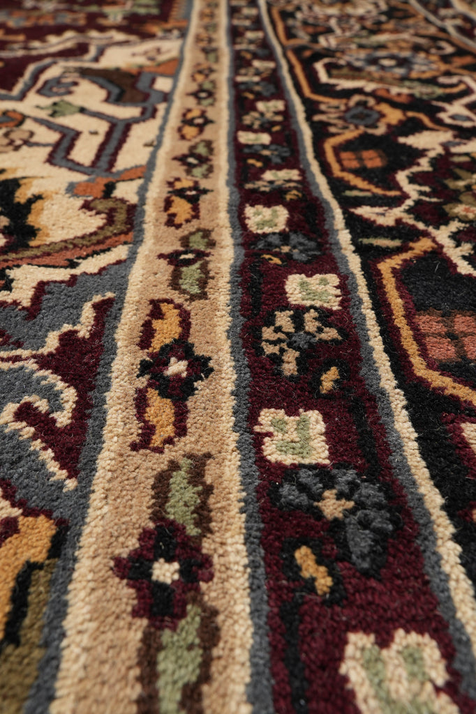 12 x 18 New Handmade Wool Heriz Rug Burgundy #F-4498