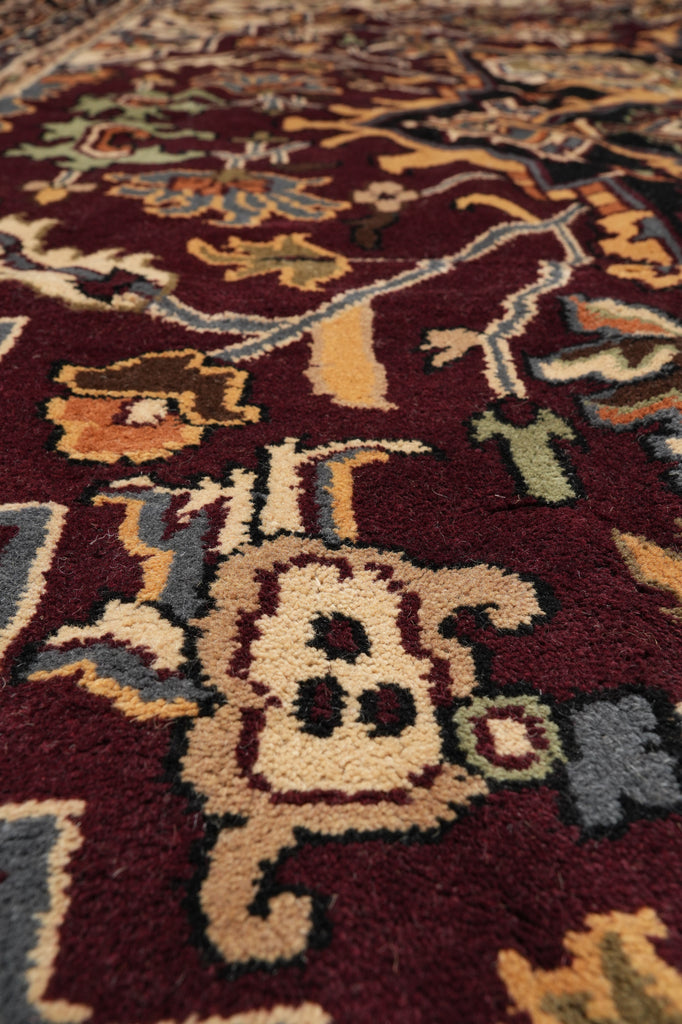 12 x 18 New Handmade Wool Heriz Rug Burgundy #F-4498