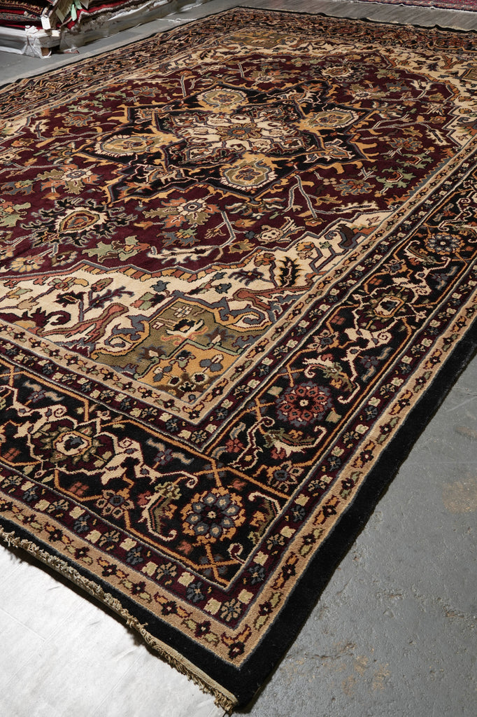 12 x 18 New Handmade Wool Heriz Rug Burgundy #F-4498