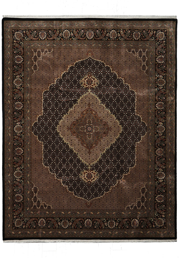 Decorative rug with intricate patterns on a plain background