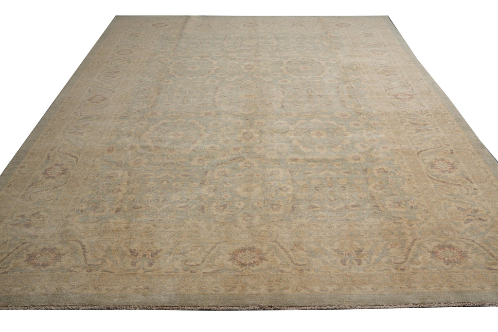8.9 x 11.8 Neutral Pastels Handmade Peshawar Rug #F-4189