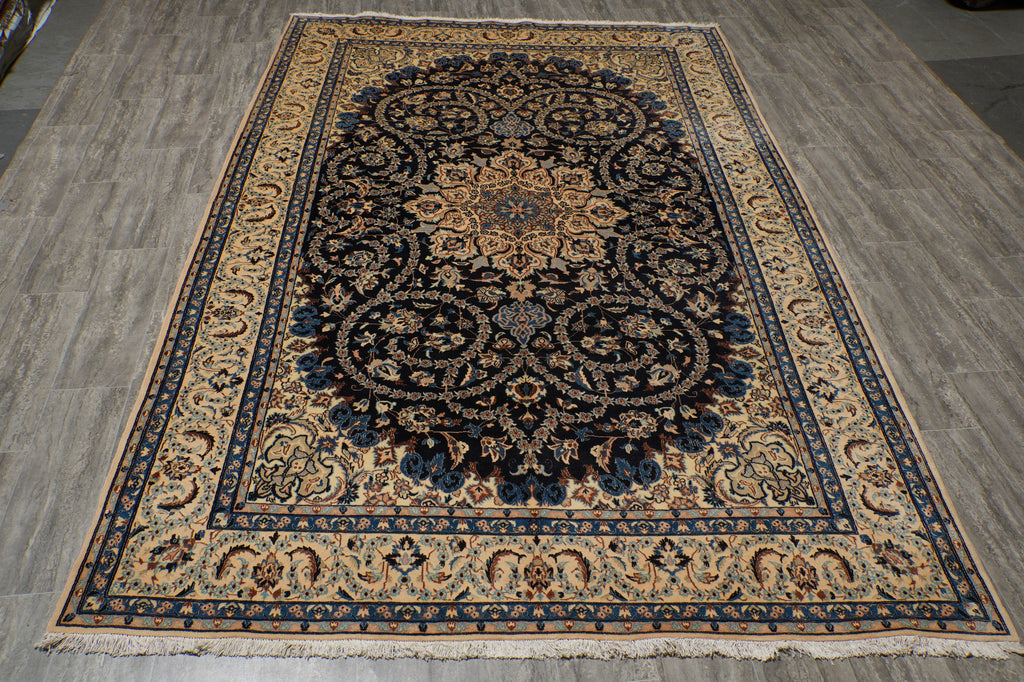 6.9 x 10 Ivory Persian Wool & Silk Nain Rug #PIX-16739