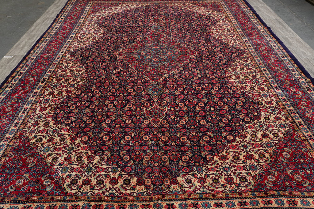 10.5 x 15.9 Authentic 1970's Persian Tabriz Wool Rug Mahi Herati #PIX-6329