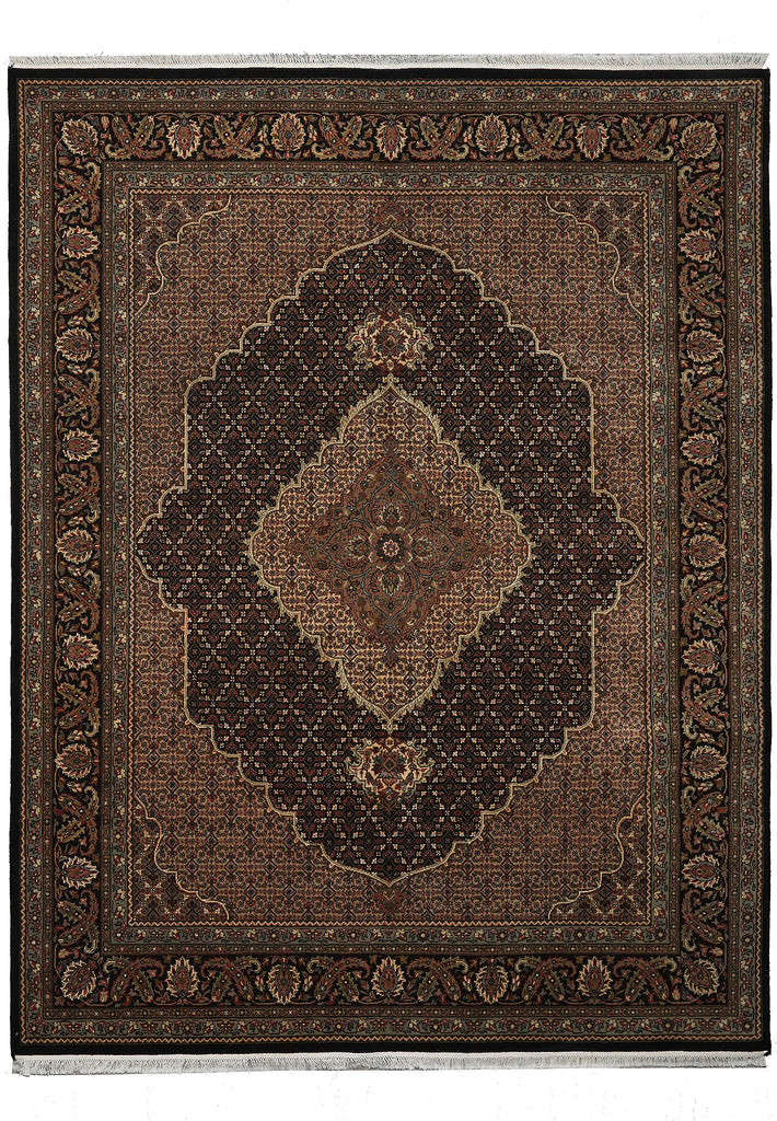 Decorative rug with intricate patterns on a plain background
