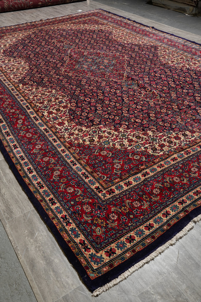 10.5 x 15.9 Authentic 1970's Persian Tabriz Wool Rug Mahi Herati #PIX-6329