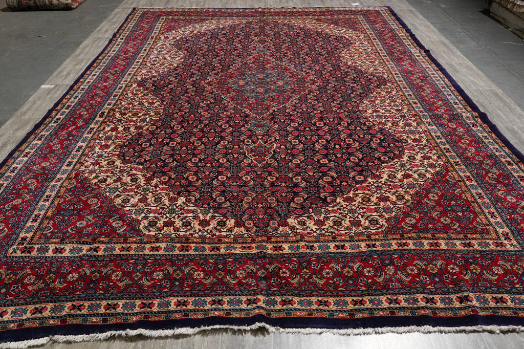 10.5 x 15.9 Authentic 1970's Persian Tabriz Wool Rug Mahi Herati #PIX-6329