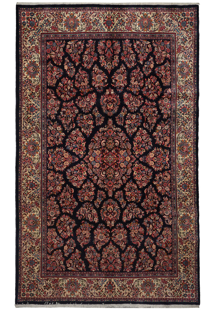6.9 x 10.8 Classy Quality Persian Sarouk Rug Royal Blue #B-72387