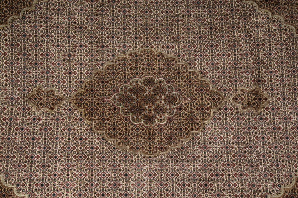 Close-up of a patterned rug with intricate designs