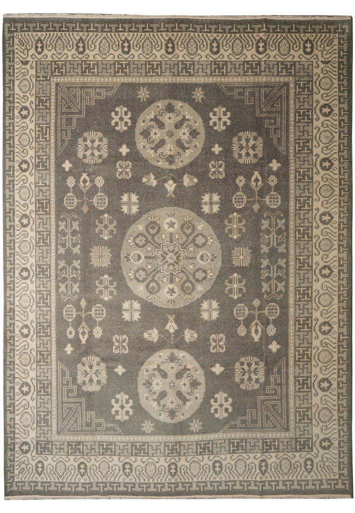 8.10x 11.11 Gray Chotan Chobi Handmade Rug