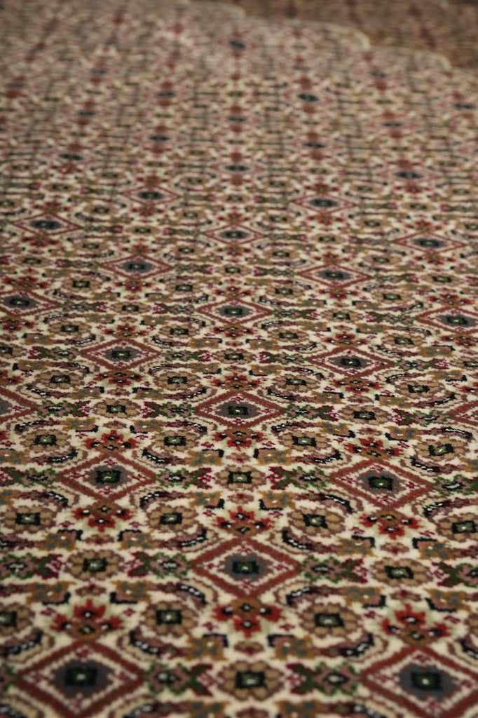Close-up of a patterned fabric with geometric design