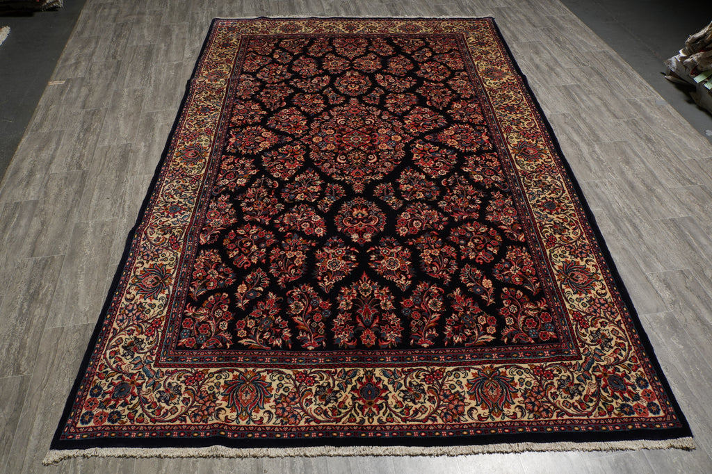 6.9 x 10.8 Classy Quality Persian Sarouk Rug Royal Blue #B-72387