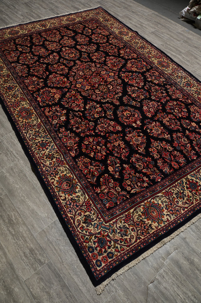6.9 x 10.8 Classy Quality Persian Sarouk Rug Royal Blue #B-72387