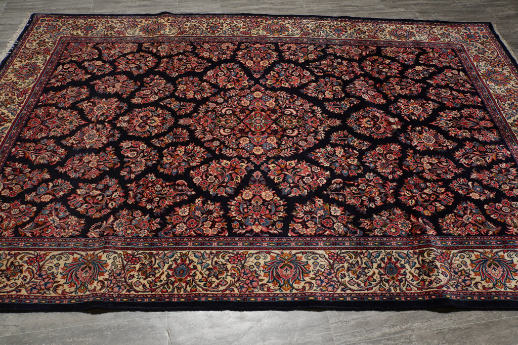 6.9 x 10.8 Classy Quality Persian Sarouk Rug Royal Blue #B-72387