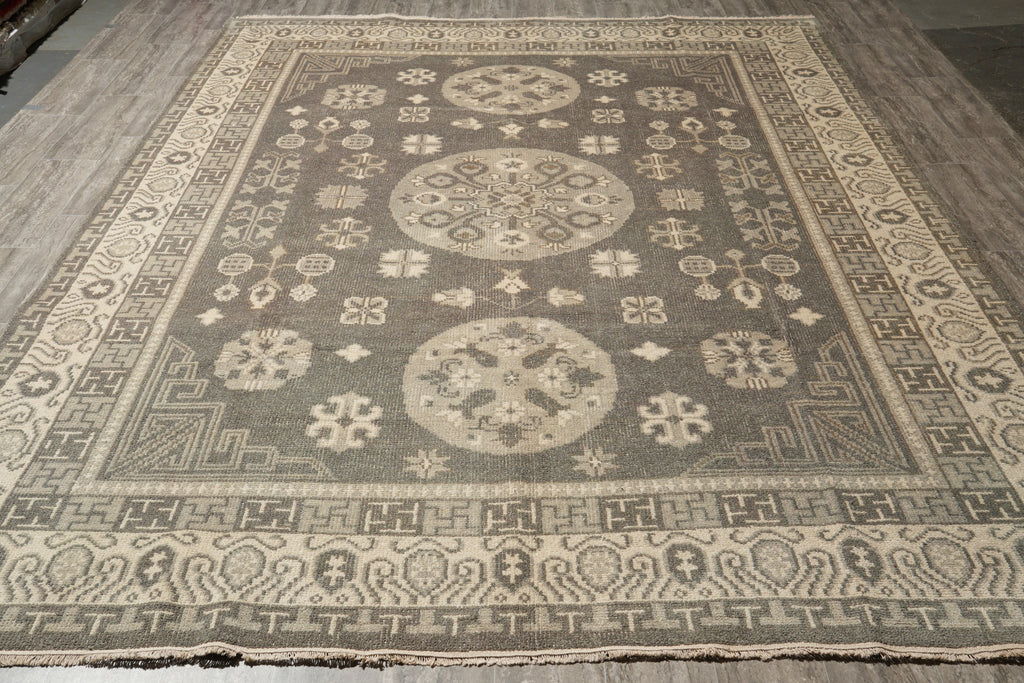 8.10x 11.11 Gray Chotan Chobi Handmade Rug