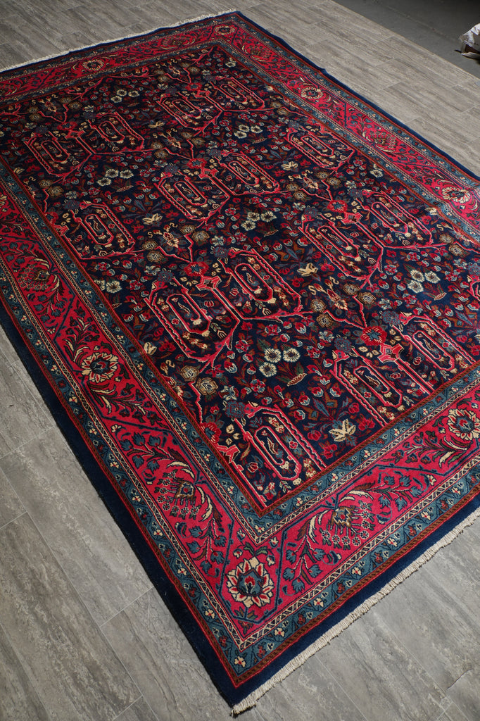7.3 x 10.4 Dark Blue Persian Bijar Sarouk Rug #B-72419