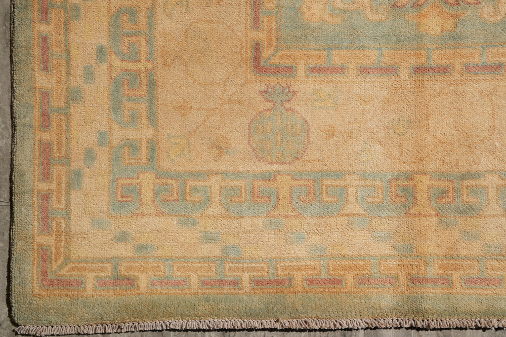 9 x 12 New Handmade Peshawar Chobi Rug Green Gold #F-4192