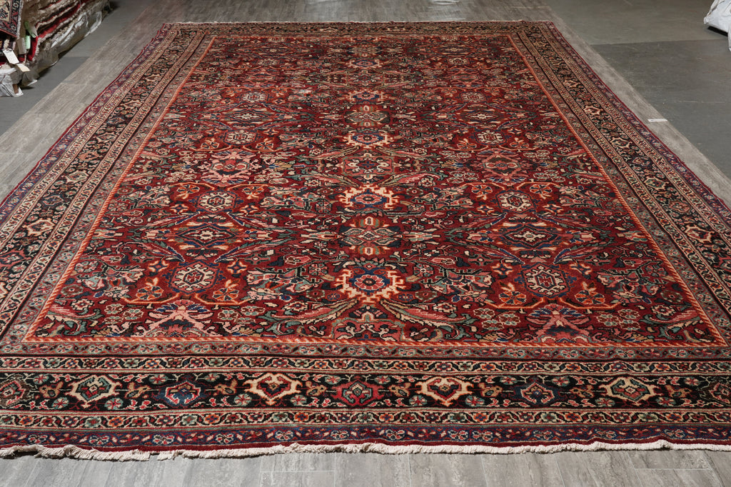 10.6 x 17 Antique Persian Mahal Estate Rug 1960's #F-4499