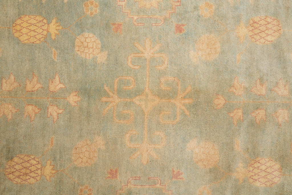 9 x 12 New Handmade Peshawar Chobi Rug Green Gold #F-4192