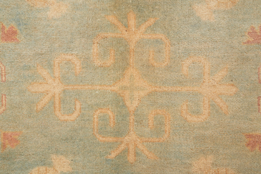 9 x 12 New Handmade Peshawar Chobi Rug Green Gold #F-4192