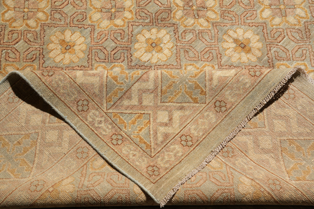 8.8 x 11.8 New Chobi Peshawar Zigler Carpet Green Gold Brown #F-4193