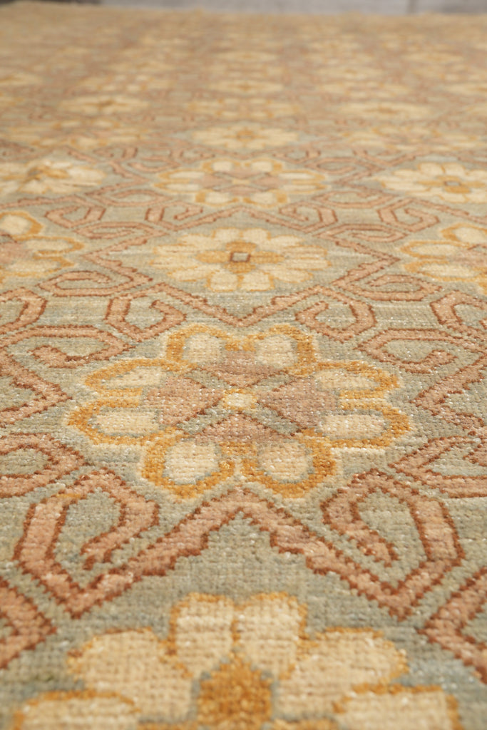 8.8 x 11.8 New Chobi Peshawar Zigler Carpet Green Gold Brown #F-4193