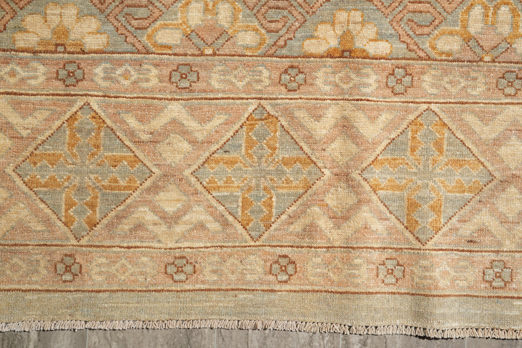 8.8 x 11.8 New Chobi Peshawar Zigler Carpet Green Gold Brown #F-4193