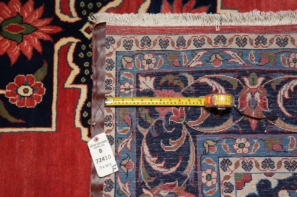 7 x 10.8 Persian Sarouk Rug Coral Red 72410