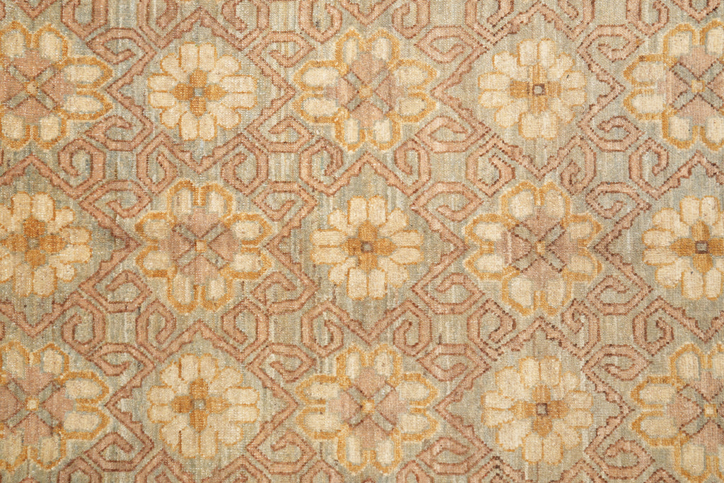 8.8 x 11.8 New Chobi Peshawar Zigler Carpet Green Gold Brown #F-4193