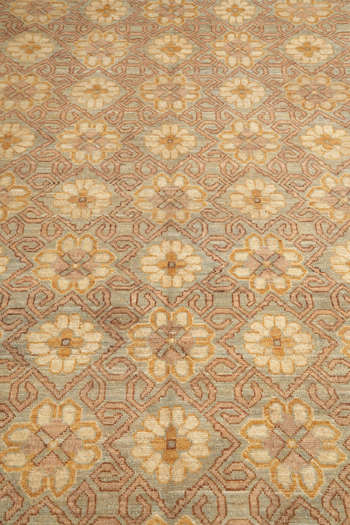 8.8 x 11.8 New Chobi Peshawar Zigler Carpet Green Gold Brown #F-4193