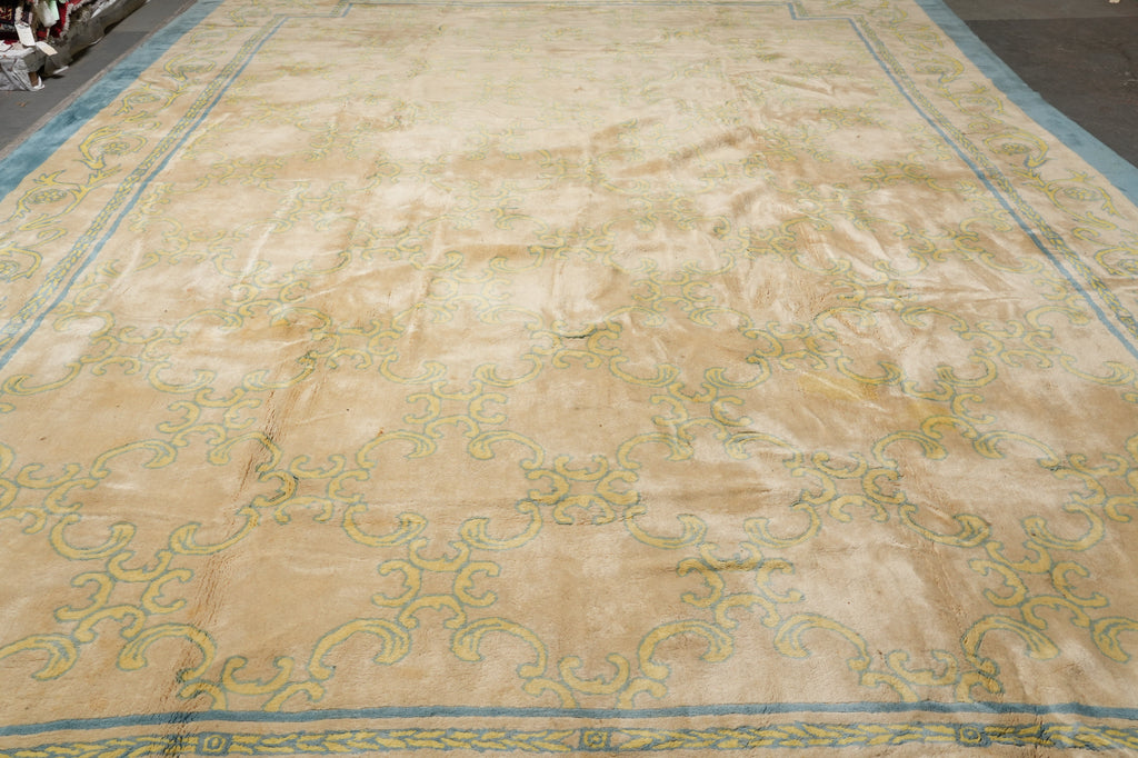 13.7 x 19.9 Oversize Old Rug Transitional French 1950's #F-4500