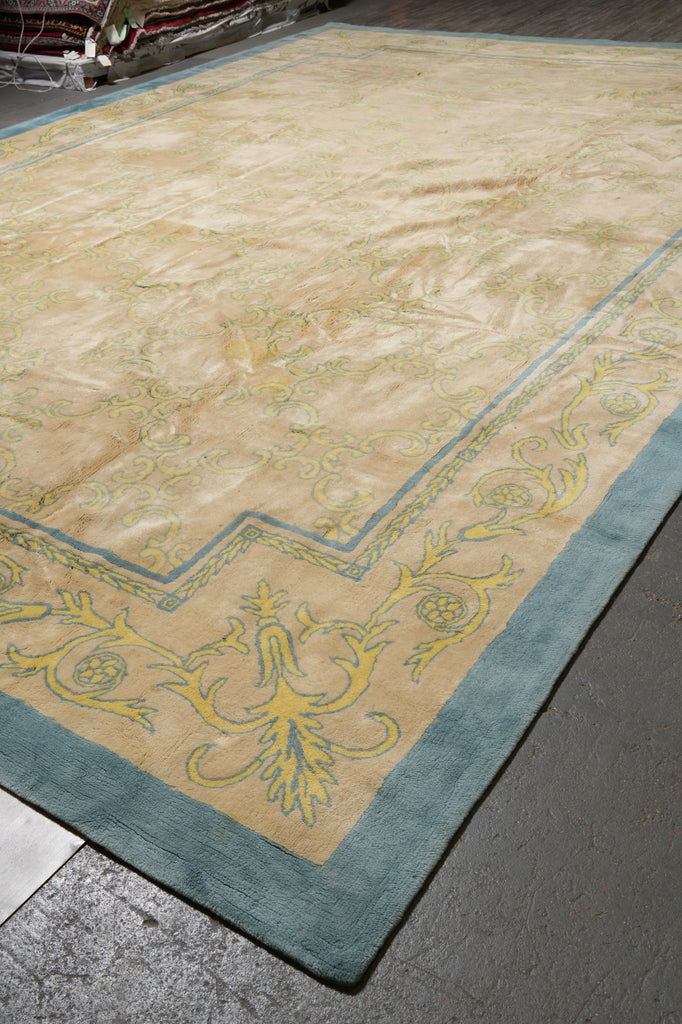 13.7 x 19.9 Oversize Old Rug Transitional French 1950's #F-4500