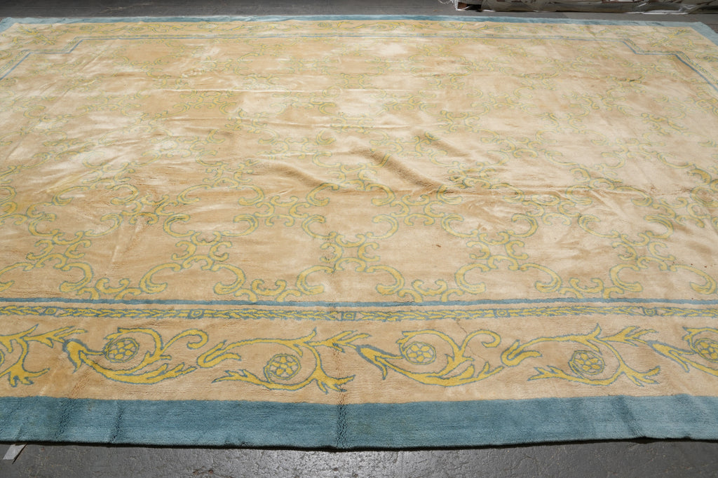 13.7 x 19.9 Oversize Old Rug Transitional French 1950's #F-4500