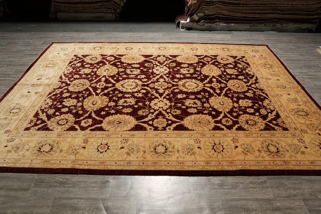 9 x 11.9 Shiny Burgundy Wool New Zigler Chobi Rug Rich Carpet #F-4194