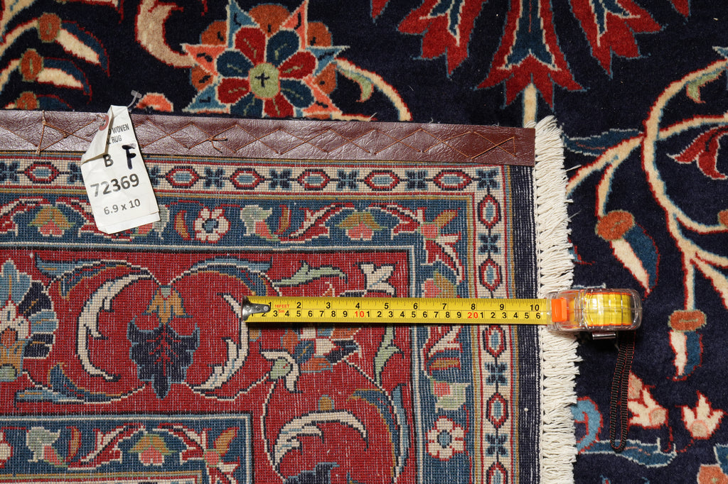 6.9 x 10 Navy Blue Fine Persian Lilihan Sarouk Rug 72369