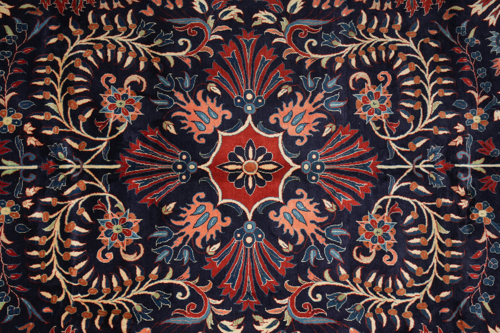 6.9 x 10 Navy Blue Fine Persian Lilihan Sarouk Rug 72369