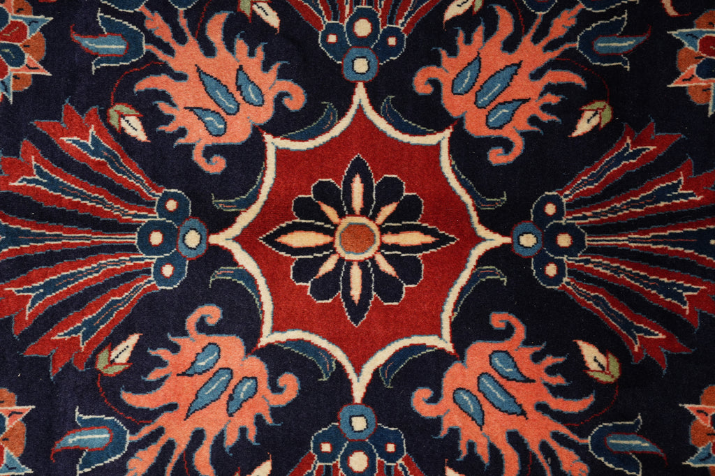6.9 x 10 Navy Blue Fine Persian Lilihan Sarouk Rug 72369