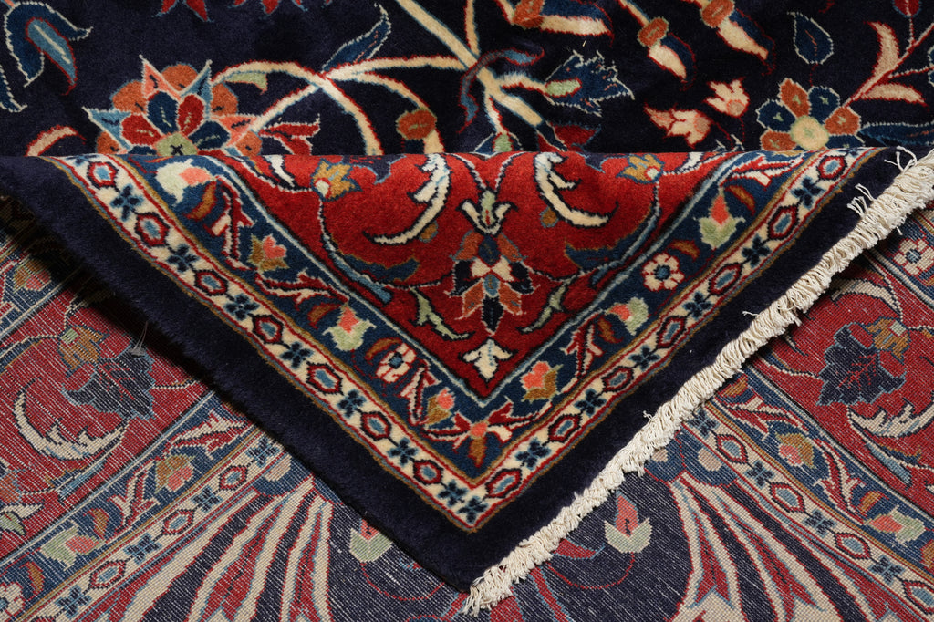 6.9 x 10 Navy Blue Fine Persian Lilihan Sarouk Rug 72369