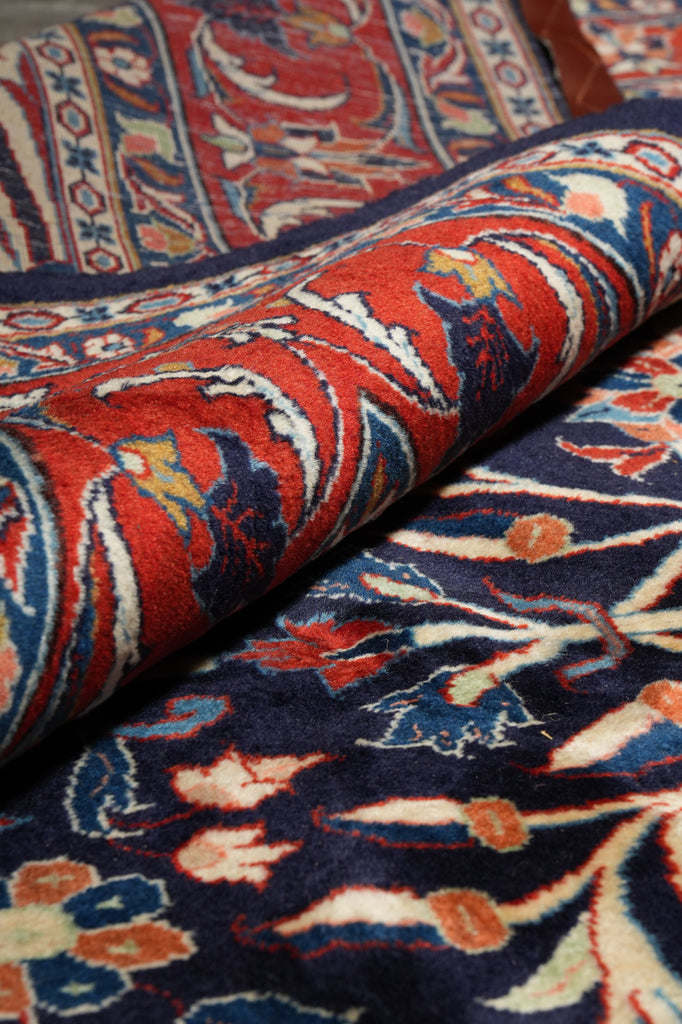 6.9 x 10 Navy Blue Fine Persian Lilihan Sarouk Rug 72369