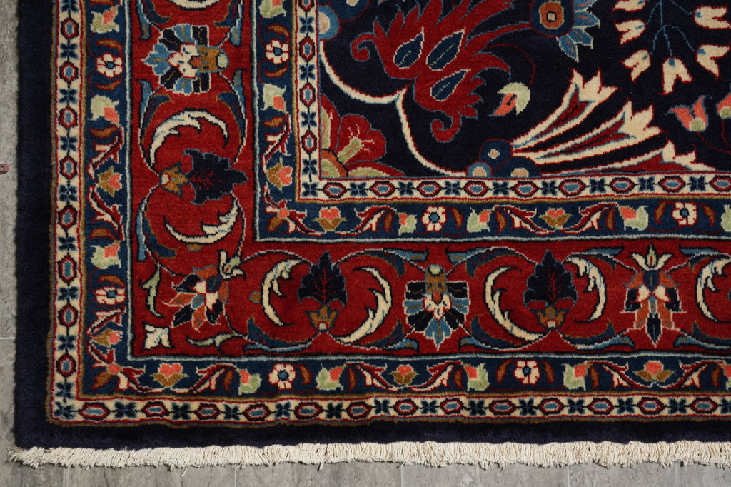6.9 x 10 Navy Blue Fine Persian Lilihan Sarouk Rug 72369