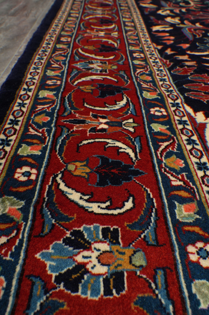 6.9 x 10 Navy Blue Fine Persian Lilihan Sarouk Rug 72369