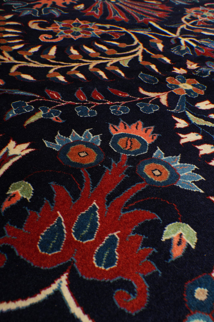 6.9 x 10 Navy Blue Fine Persian Lilihan Sarouk Rug 72369